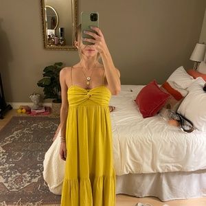 Joie Chayton Ruffle Hem Midi Sundress In Sulphur Mustard Yellow (Size 0)